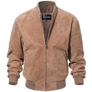 FLAVOR 100% Pigskin Cognac Suede Bomber Jacket 🧥🤎